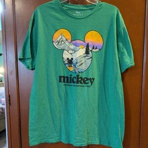 Disney Green Mickey Mouse Outdoor Adventure Nature Tee Unisex